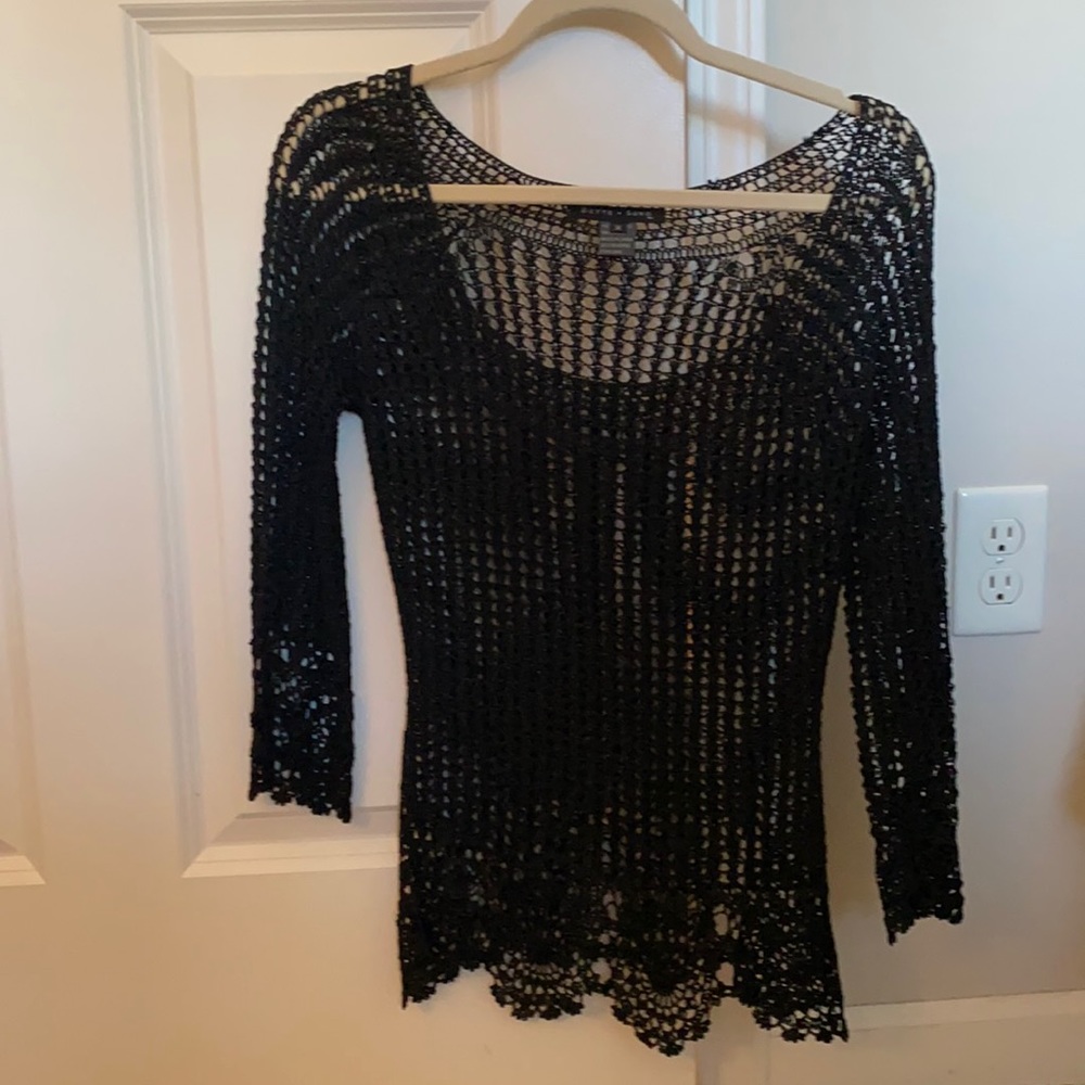 Nylon crochet sweater, size medium